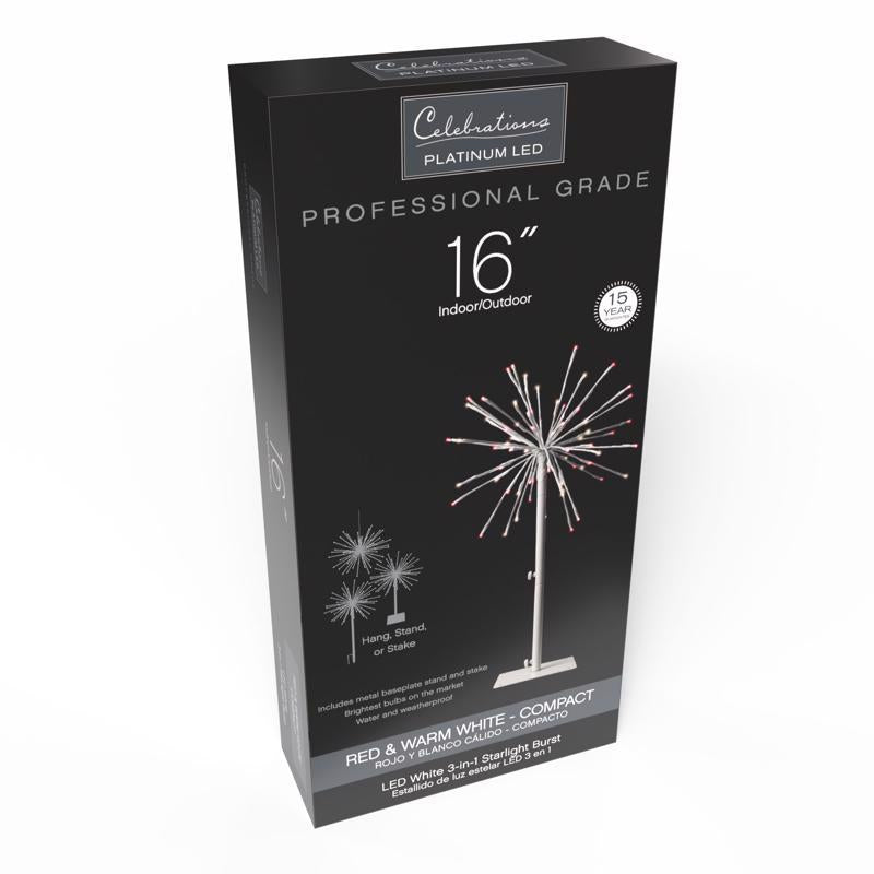 Celebrations LED Red/White 3 in1 Starlight Burst Deluxe 16 in. Hanging Decor
