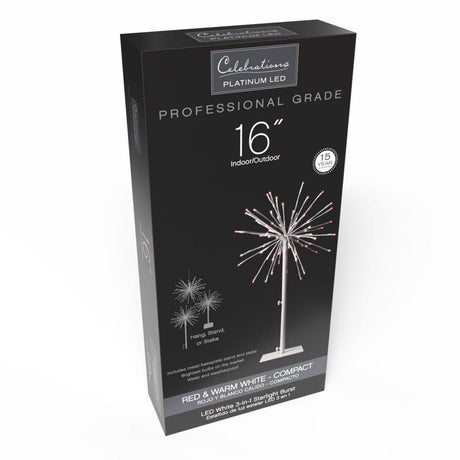 Celebrations LED Red/White 3 in1 Starlight Burst Deluxe 16 in. Hanging Decor