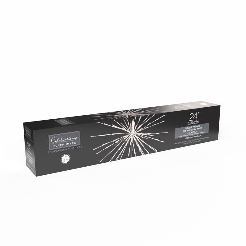 Celebrations LED Red/White Starlight Burst Deluxe 24 in. Hanging Decor