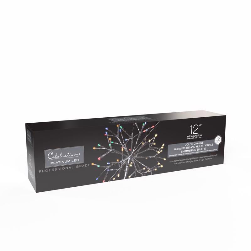 Celebrations LED Multi Shimmering Sphere 12 in. Hanging Decor