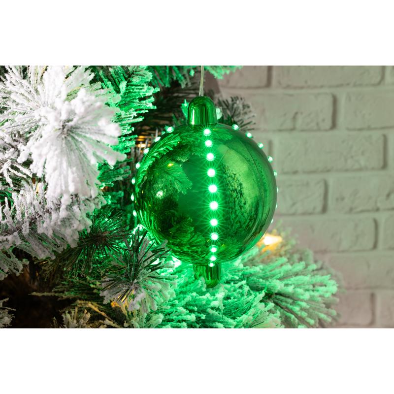 Celebrations LED Green Snow Fall Ornament 4 in. Hanging Decor
