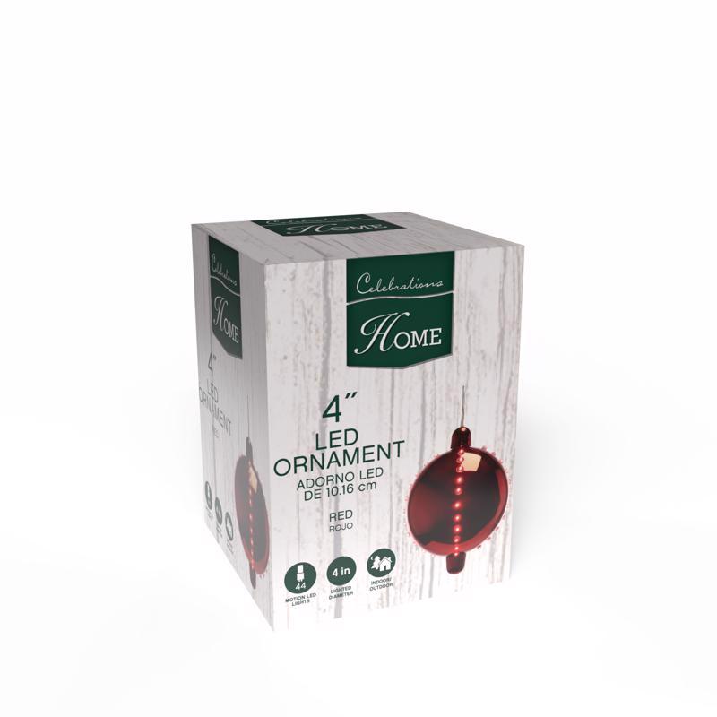Celebrations LED Red Snow Fall Ornament 4 in. Hanging Decor