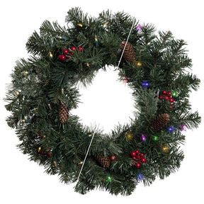 Celebrations 24 in. D LED Prelit Multicolored/Warm White Mixed Pine Rechargeable Wreath