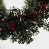 Celebrations 24 in. D LED Prelit Multicolored/Warm White Mixed Pine Rechargeable Wreath