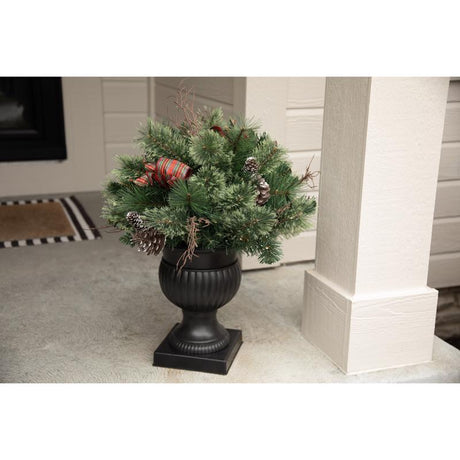 Celebrations 2 ft. Full LED 35 ct Twig Pine Bow Color Changing Porch Bush