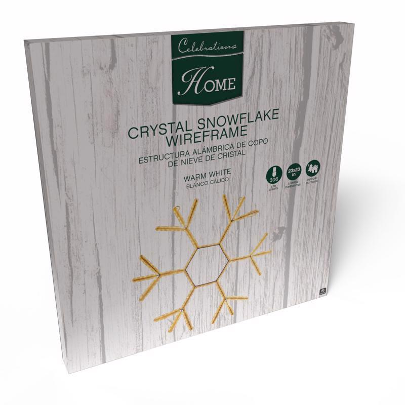 Celebrations LED Warm White Crystal Snowflake 23 in. Hanging Decor