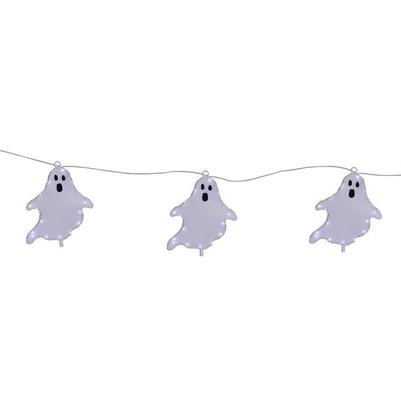 Celebrations Halloween White 16 in. LED 3 Ghost with stake Halloween Decor, Pack of 15