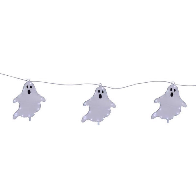 Celebrations Halloween White 16 in. LED 3 Ghost with stake Halloween Decor, Pack of 15