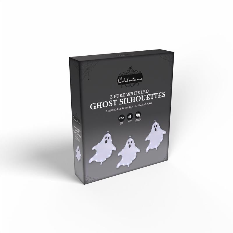 Celebrations Halloween White 16 in. LED 3 Ghost with stake Halloween Decor, Pack of 15