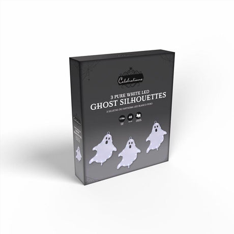 Celebrations Halloween White 16 in. LED 3 Ghost with stake Halloween Decor, Pack of 15