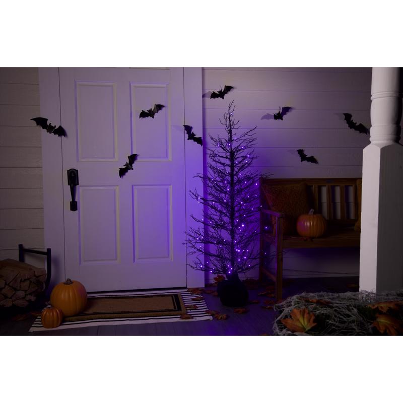 Celebrations Halloween Orange/Purple 100 ct 5 ft. LED Prelit Twiggy Halloween Tree Halloween Decor