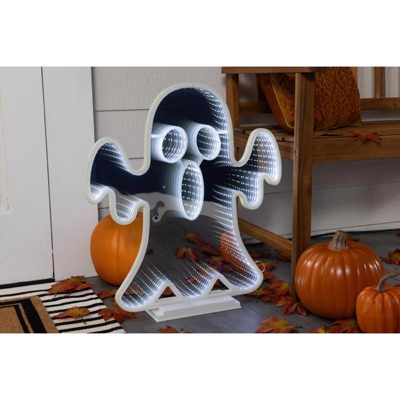 Celebrations Halloween White 23 in. LED Prelit Ghost Infinity Halloween Decor