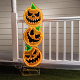 Celebrations Halloween 48 in. LED Prelit Infinity Stacked 3 Pumpkins Halloween Decor