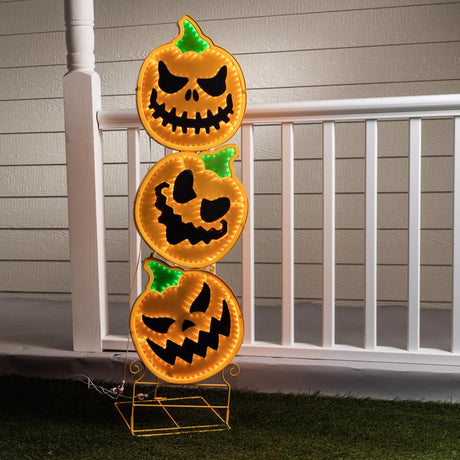 Celebrations Halloween 48 in. LED Prelit Infinity Stacked 3 Pumpkins Halloween Decor