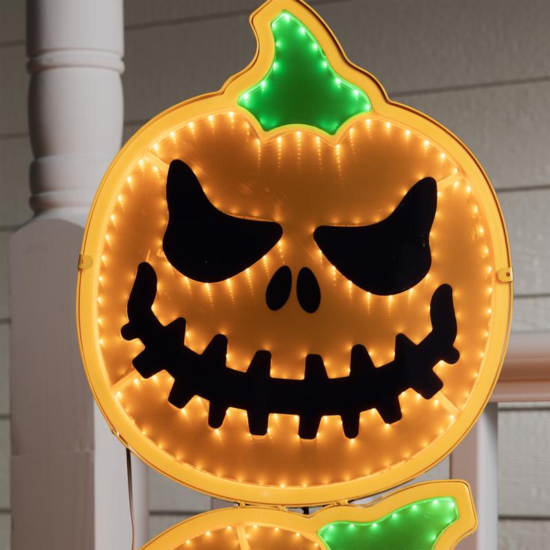 Celebrations Halloween 48 in. LED Prelit Infinity Stacked 3 Pumpkins Halloween Decor