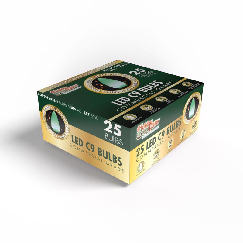 Holiday Bright Lights LED PS C9 Green 25 ct Christmas Light Bulbs