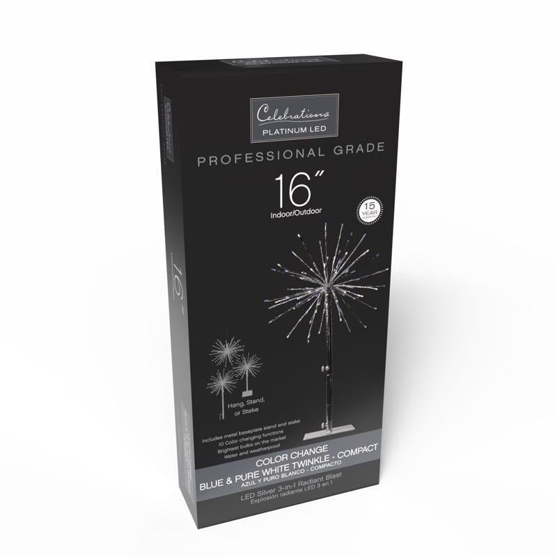 Celebrations Blue/Pure White 3 in1 Radiant Blast 16 in. Pathway Decor