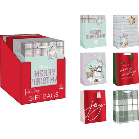 Paper Images Assorted Holiday Treated Gift Bag, Pack of 48