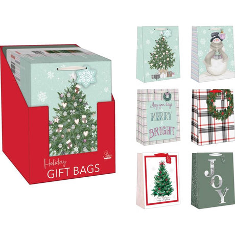 Paper Images Assorted Holiday Large Treated Gift Bag, Pack of 48
