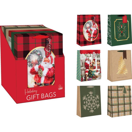 Paper Images Assorted Holiday Large Treated Gift Bag, Pack of 48