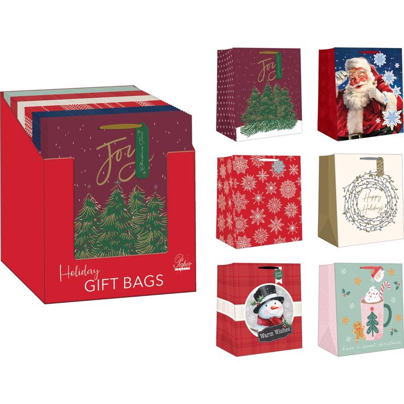 Paper Images Assorted Holiday Large Gift Bag, Pack of 30
