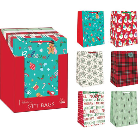 Paper Images Assorted Holiday Jumbo Gift Bag, Pack of 30