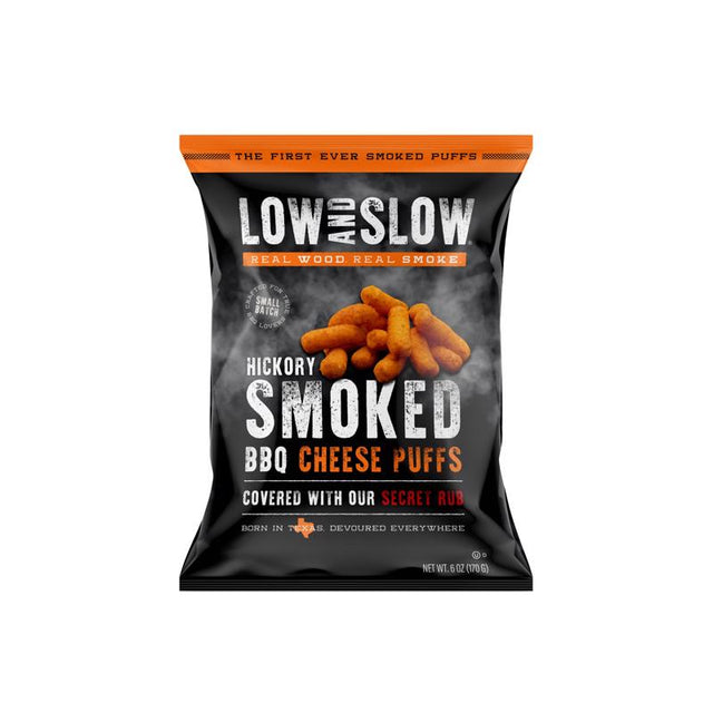 Low and Slow Hickory Smoked BBQ Cheese Puffs 6 oz Bagged, Pack of 6