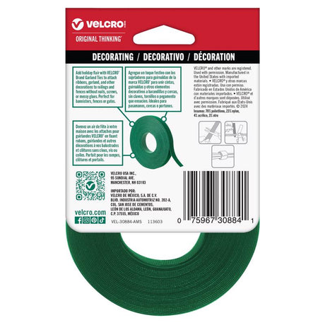 VELCRO Brand 30 ft. .5 in. Garland Reusable Ties 1 pk, Pack of 24