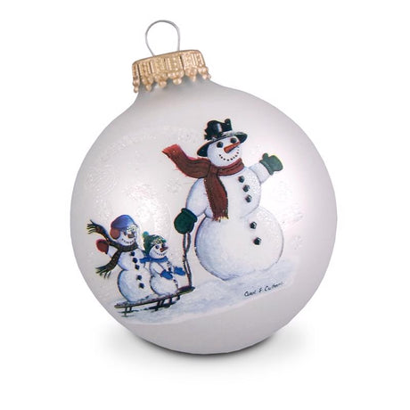 Krebs White Snowmen Sledding Ornaments, Pack of 12