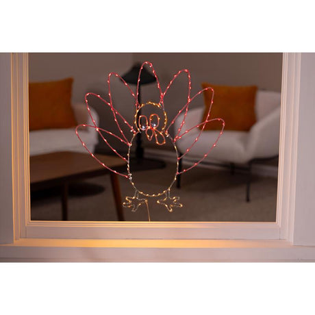 Celebrations Multicolored LED Prelit Turkey Silhouette Window Decor