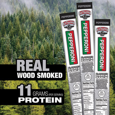 Old Trapper Pepperoni Snack Stick 1.2 oz Shrink Wrapped, Pack of 24
