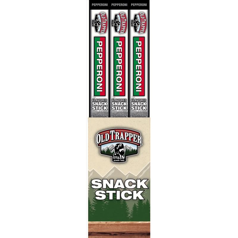 Old Trapper Pepperoni Snack Stick 1.2 oz Shrink Wrapped, Pack of 24