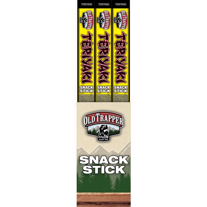 Old Trapper Teriyaki Snack Stick 1.2 oz Shrink Wrapped, Pack of 24