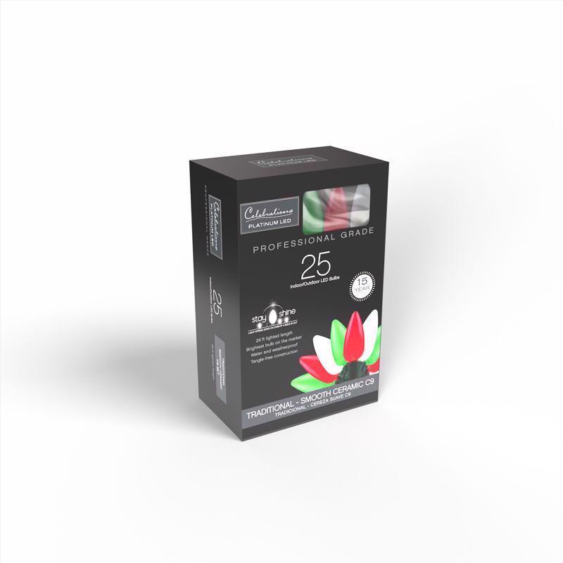 Celebrations Platinum LED C9 Red/Green/Pure White 25 ct String Christmas Lights 16 ft.