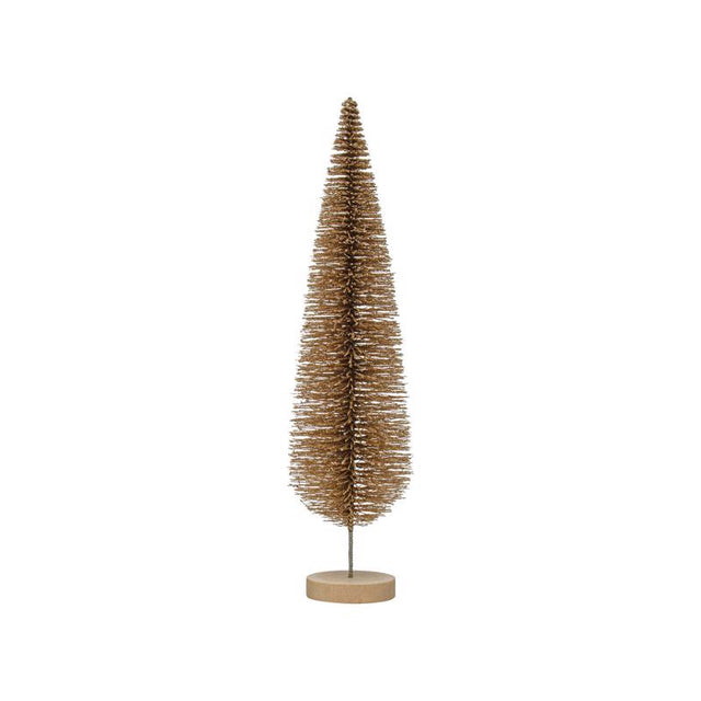 Creative Co-Op Enchanted Christmas Gold Bottle Brush Tree Table Decor 15 in., Pack of 8