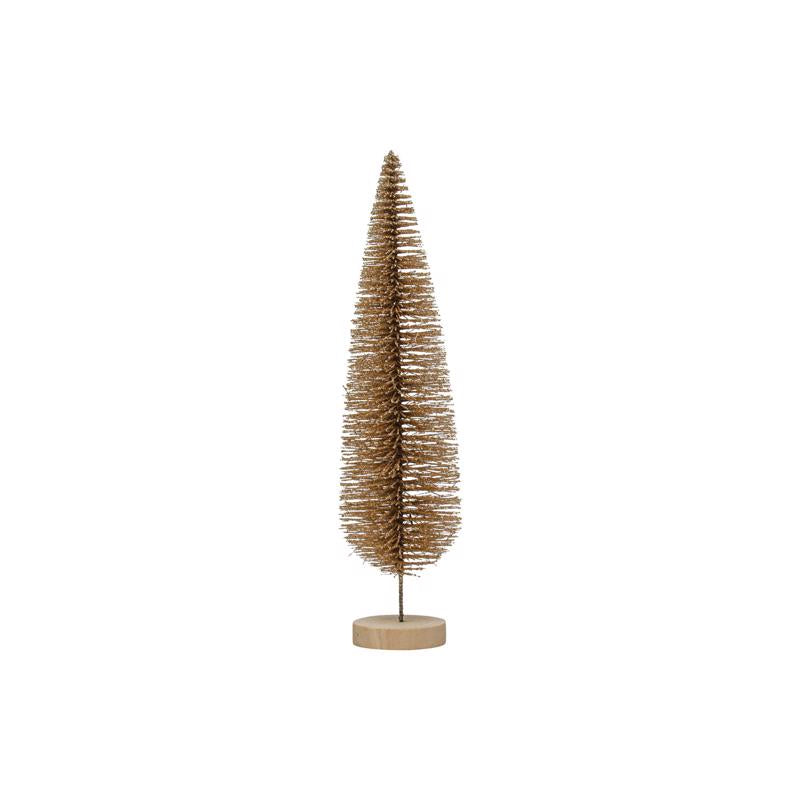 Creative Co-Op Enchanted Christmas Gold Bottle Brush Tree Table Decor 13 in., Pack of 12