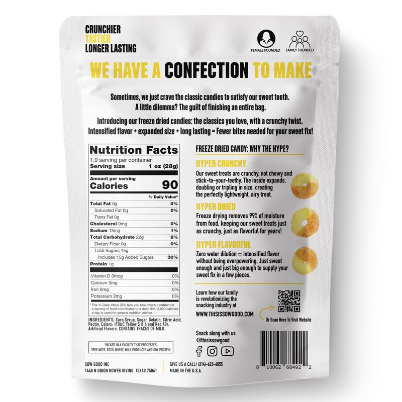 Sow Good Freeze Dried Peach Perfect Candy Bites 1.9 oz