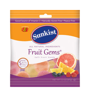 Jelly Belly Sunkist Fruit Gems Assorted Chewy Candy 3.1 oz, Pack of 12