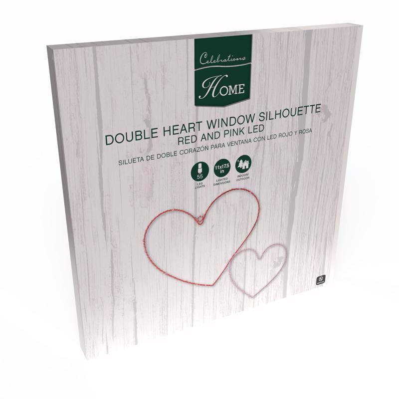 Celebrations Double Heart Silhouette Window Decor Metal 1 pk