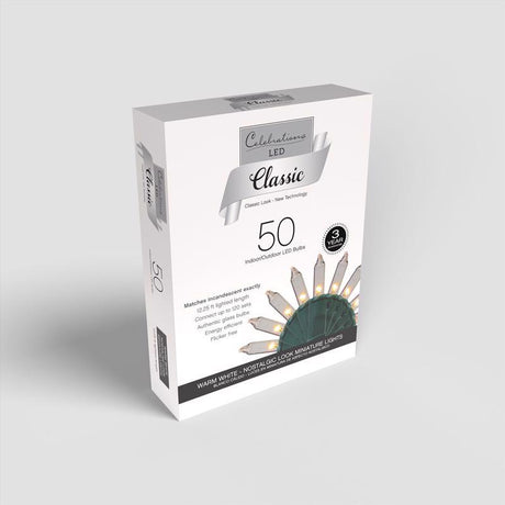 Celebrations LED T5 Warm White 50 ct String Christmas Lights, Pack of 12