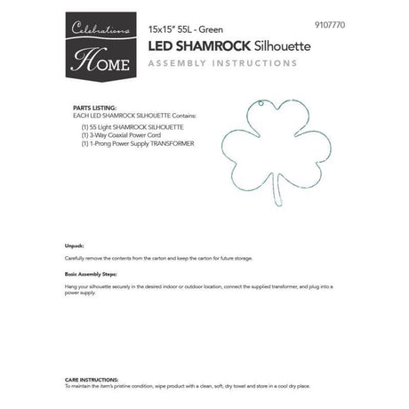 Celebrations Shamrock Silhouette Window Decor Metal 1 pk