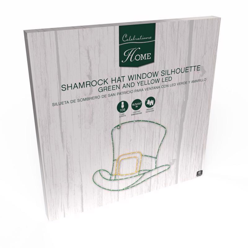 Celebrations Shamrock Hat Silhouette Window Decor Metal 1 pk
