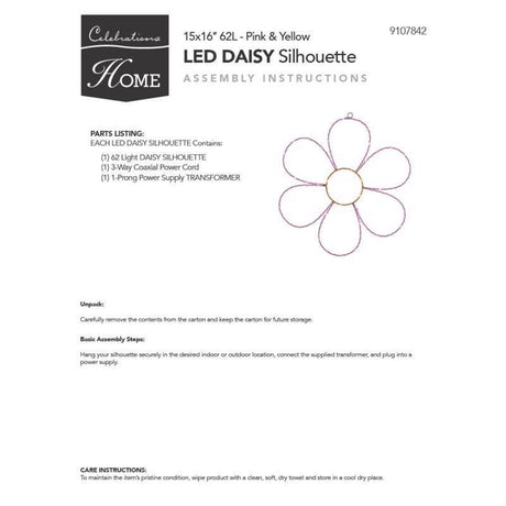 Celebrations Daisy Flower Silhouette Window Decor Metal 1 pk