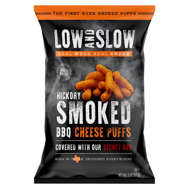 Low and Slow Hickory Smoked BBQ Cheese Puffs 2 oz Bagged, Pack of 12