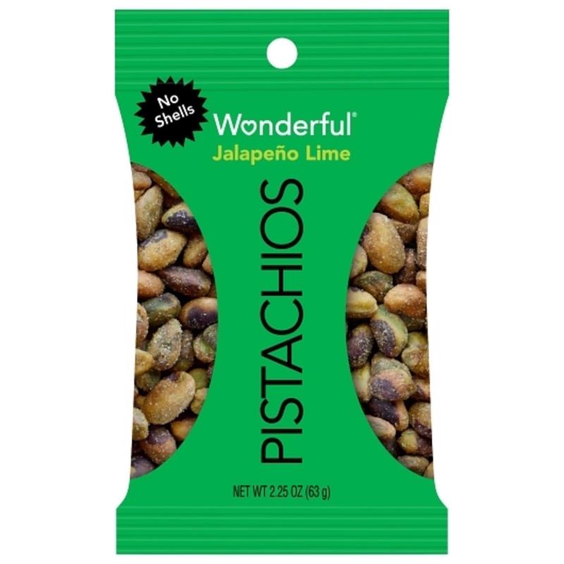 Wonderful No Shell Jalapeno Lime Pistachios 2.25 oz Bagged, Pack of 8