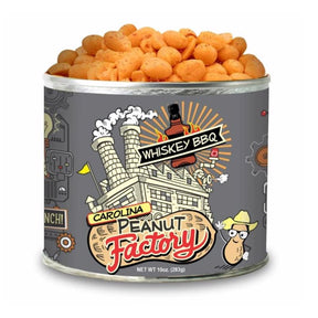 1 in 6 Snacks Carolina Peanut Factory Whiskey BBQ Peanuts 10 oz Can, Pack of 6