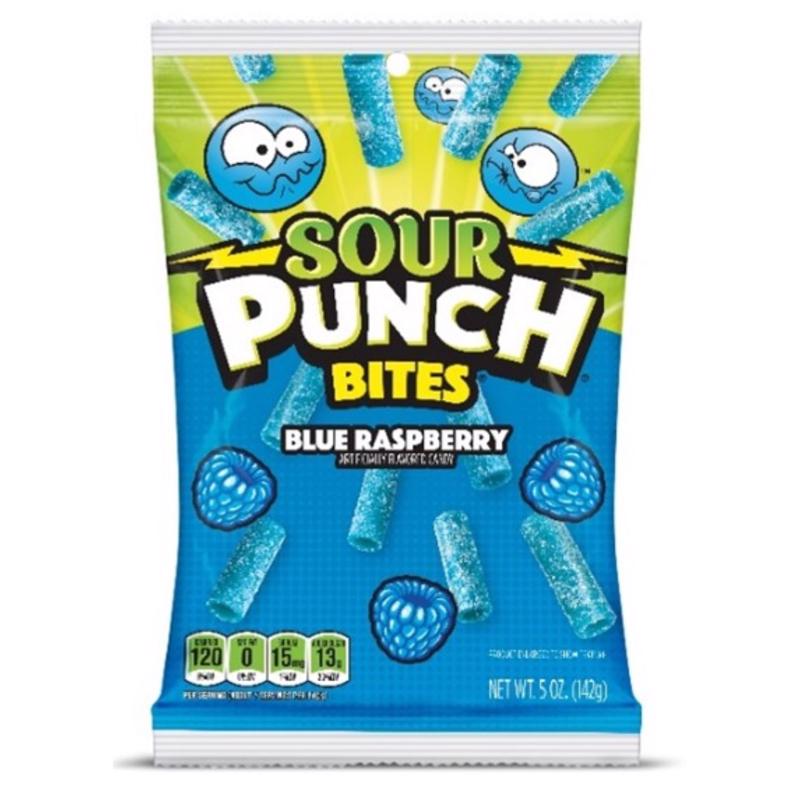 Sour Punch Blue Raspberry Candy Bites 5 oz, Pack of 12