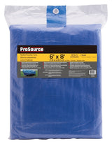 ProSource T0608BB90 Tarpaulin, 8 ft L, 6 ft W, 5 mil Thick, Polyethylene, Blue
