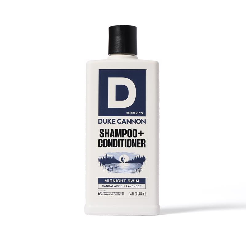 Duke Cannon Midnight Swim Sandalwood + Lavender Scent Shampoo Plus Conditioner 14 oz 1 pk