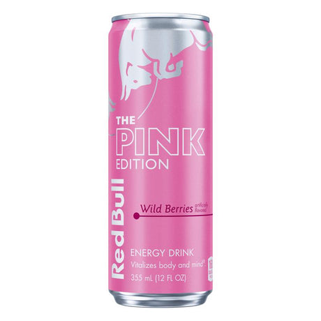Red Bull Pink Edition Wild Berries Caffeine Beverage 12 oz 1 pk, Pack of 24